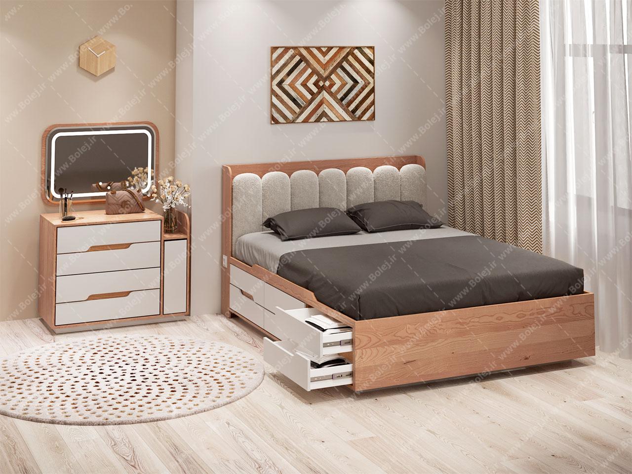 عکس سرویس خواب چوبی مدرن کشودار HF509 جدید