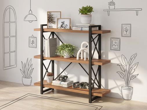 عکس کتابخانه فلزی چوبی مدرن DF213