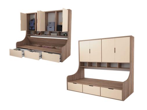 عکس تخت تک نفره کاناپه ای کمد دار BS992