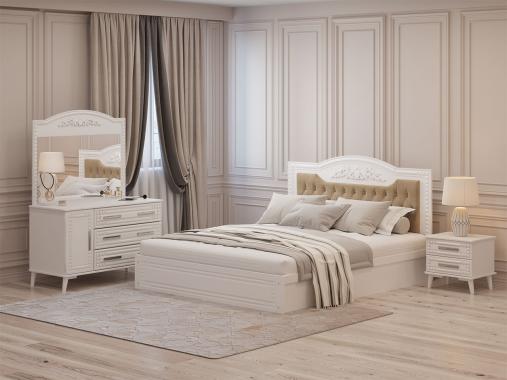 عکس تخت خواب کلاسیک دو نفره سفید مژده