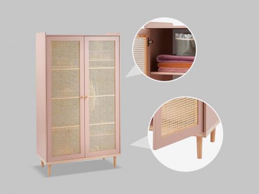 عکس کمد لباس حصیری دخترانه صورتی DL296