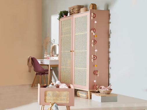 عکس کمد لباس حصیری دخترانه صورتی DL296