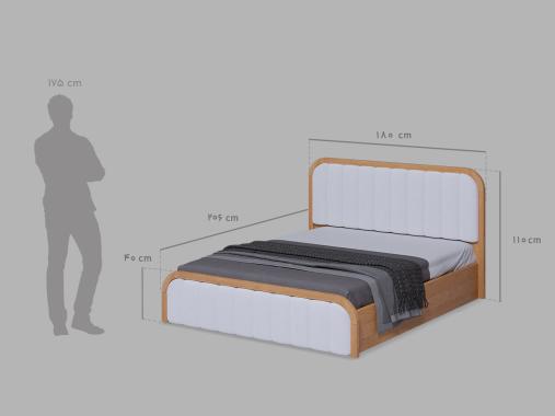 عکس تخت خواب دونفره چوب و پارچه مدل دنیا