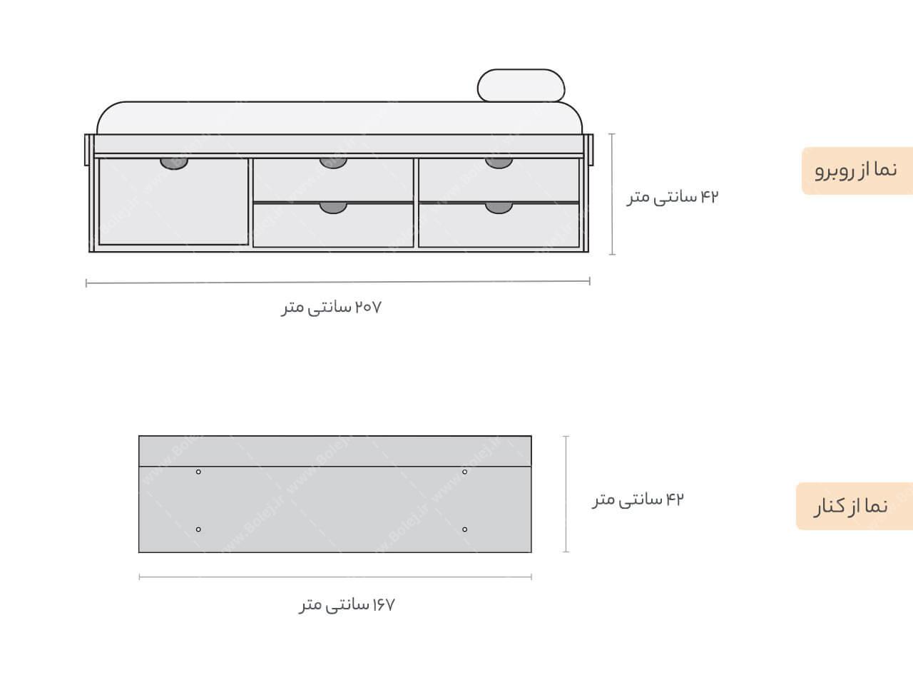 تخت خواب دونفره سفید مدل ZD16