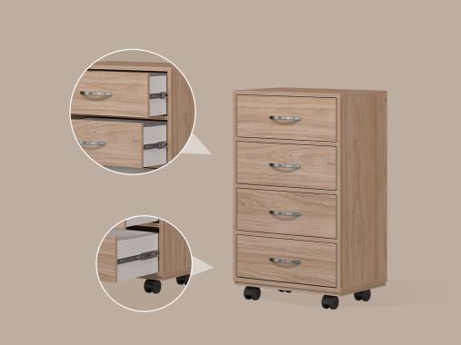 عکس فایل چهار کشویی بزرگ چرخ دار FD814