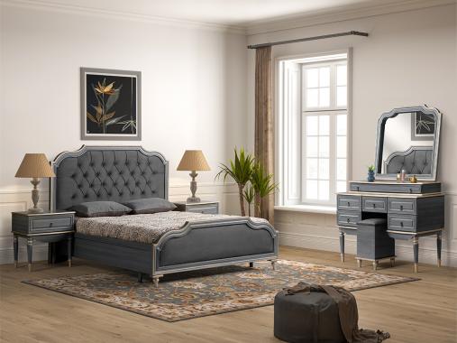 عکس سرویس خواب عروس طوسی طلایی فرانسوی نوژان