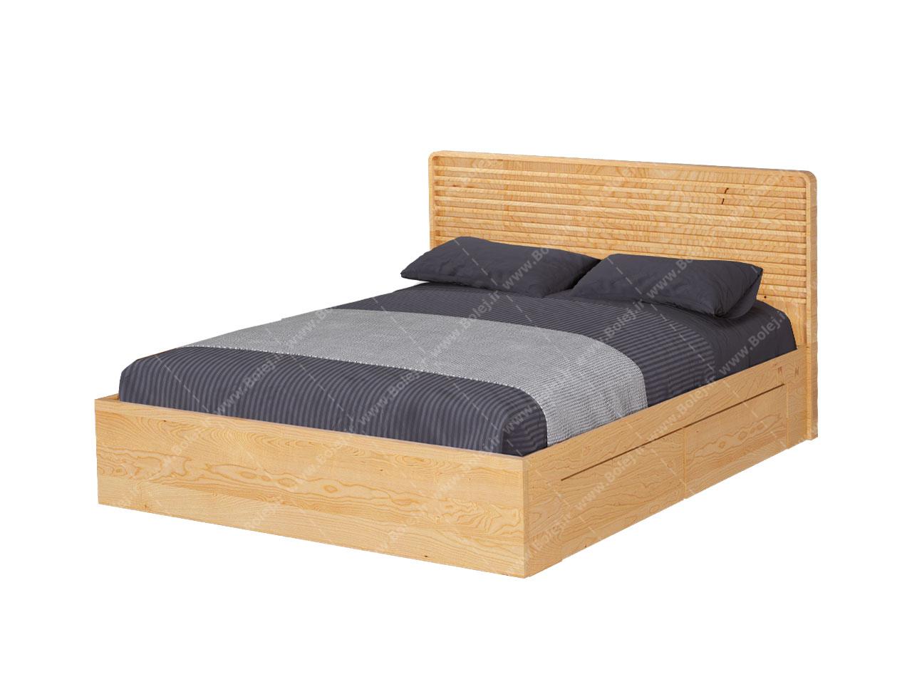 عکس تخت خواب دو نفره چوبی ساده مدل HF511