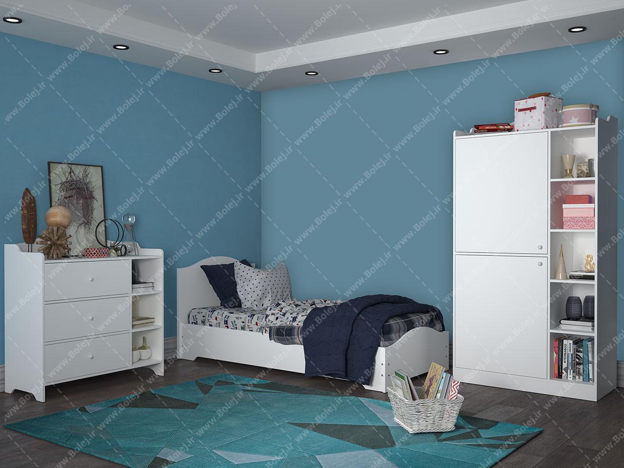 عکس سرویس خواب تک نفره سفید پسرانه هومان