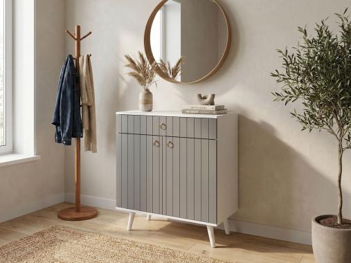 عکس جاکفشی لاکچری سفید طوسی KF794