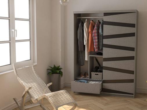 عکس کمد ریلی اتاق خواب آینه دار طوسی مشکی KR63