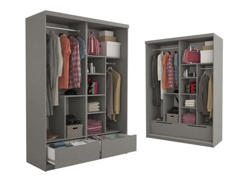 عکس کمد ریلی اتاق خواب آینه دار طوسی مشکی KR63