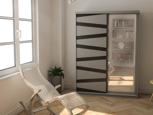 عکس کمد ریلی اتاق خواب آینه دار طوسی مشکی KR63