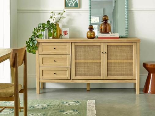 عکس میز کنسول رنگ چوب حصیری OC152