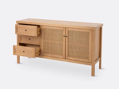 عکس میز کنسول رنگ چوب حصیری OC152