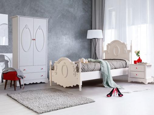 عکس سرویس تخت و کمد نوجوان دخترانه سفید لاوین 1