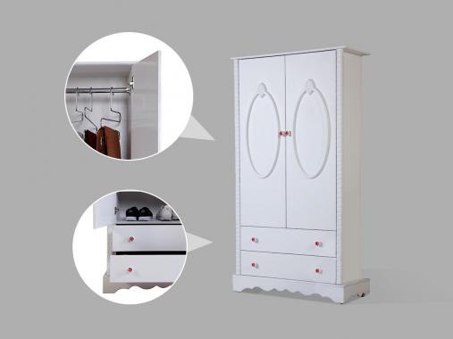 عکس سرویس تخت و کمد نوجوان دخترانه سفید لاوین 1