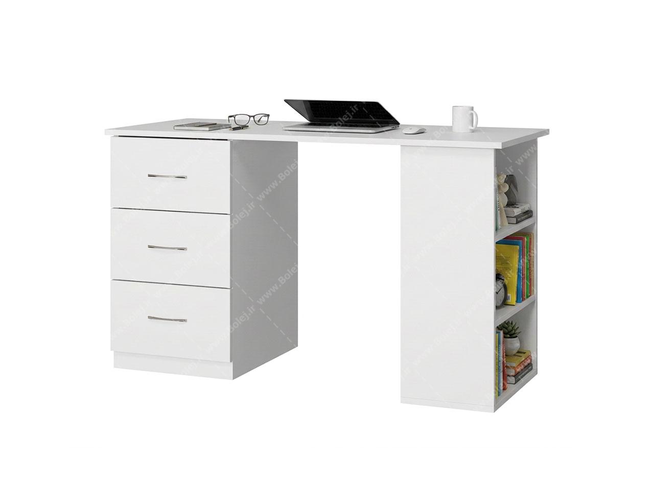 عکس میز تحریر ساده 3 کشو قفسه دار مدل M582