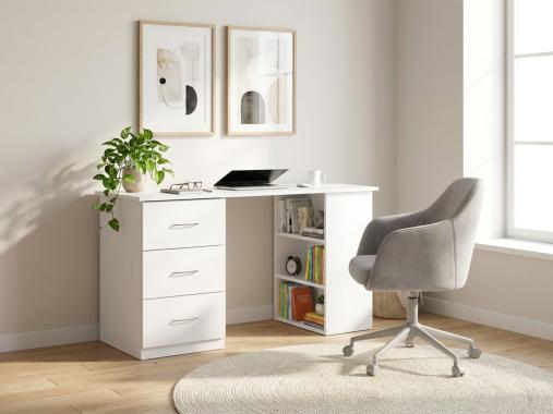 عکس میز تحریر ساده 3 کشو قفسه دار مدل M582
