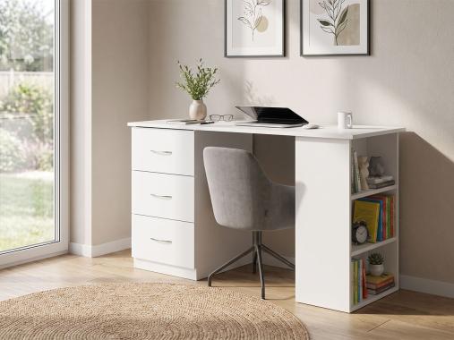 عکس میز تحریر ساده 3 کشو قفسه دار مدل M582