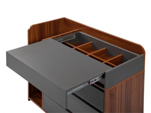 میز آرایش اسپرت طوسی قهوه ای ام دی اف آینه دایره ای متین