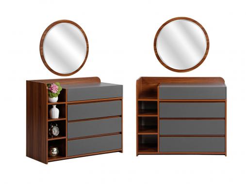 میز آرایش اسپرت طوسی قهوه ای ام دی اف آینه دایره ای متین