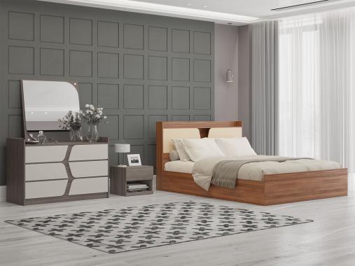 عکس تخت خواب دو نفره ام دی اف ساده مدل مبین