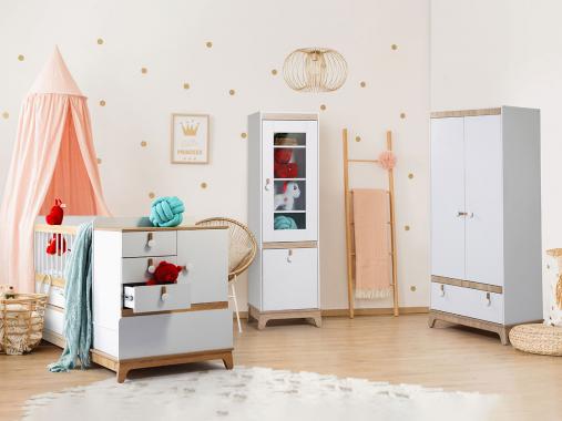 عکس سرویس خواب نوزاد و کودک سفید کرم جادار NB648