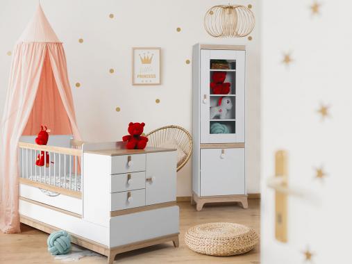 عکس سرویس خواب نوزاد و کودک سفید کرم جادار NB648