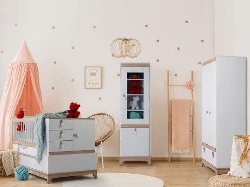 عکس سرویس خواب نوزاد و کودک سفید کرم جادار NB648