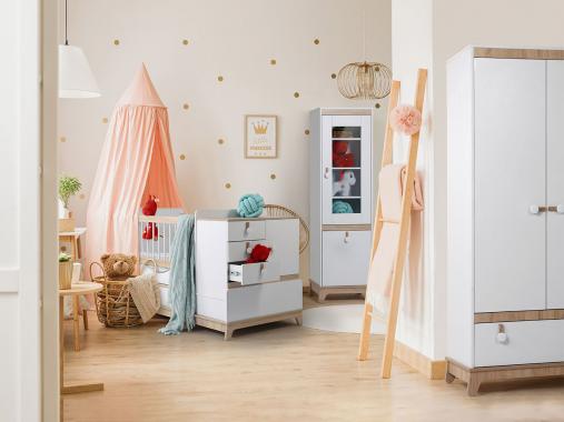 عکس سرویس خواب نوزاد و کودک سفید کرم جادار NB648