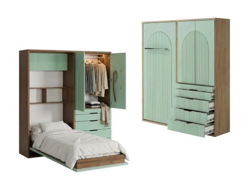 عکس تخت خواب تاشو یک نفره دخترانه و کمد KN32