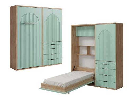 عکس تخت خواب تاشو یک نفره دخترانه و کمد KN32