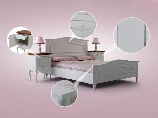 عکس سرویس خواب نئوکلاسیک سفید چوبی HF507