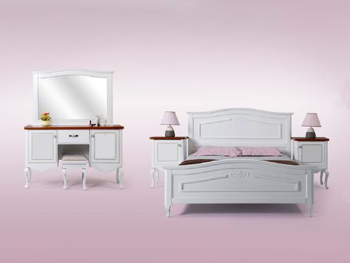 عکس سرویس خواب نئوکلاسیک سفید چوبی HF507