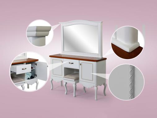 عکس سرویس خواب نئوکلاسیک سفید چوبی HF507