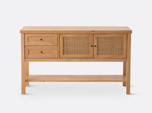 عکس میز کنسول چوبی حصیری بدون آینه OC150