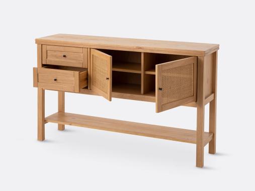 عکس میز کنسول چوبی حصیری بدون آینه OC150