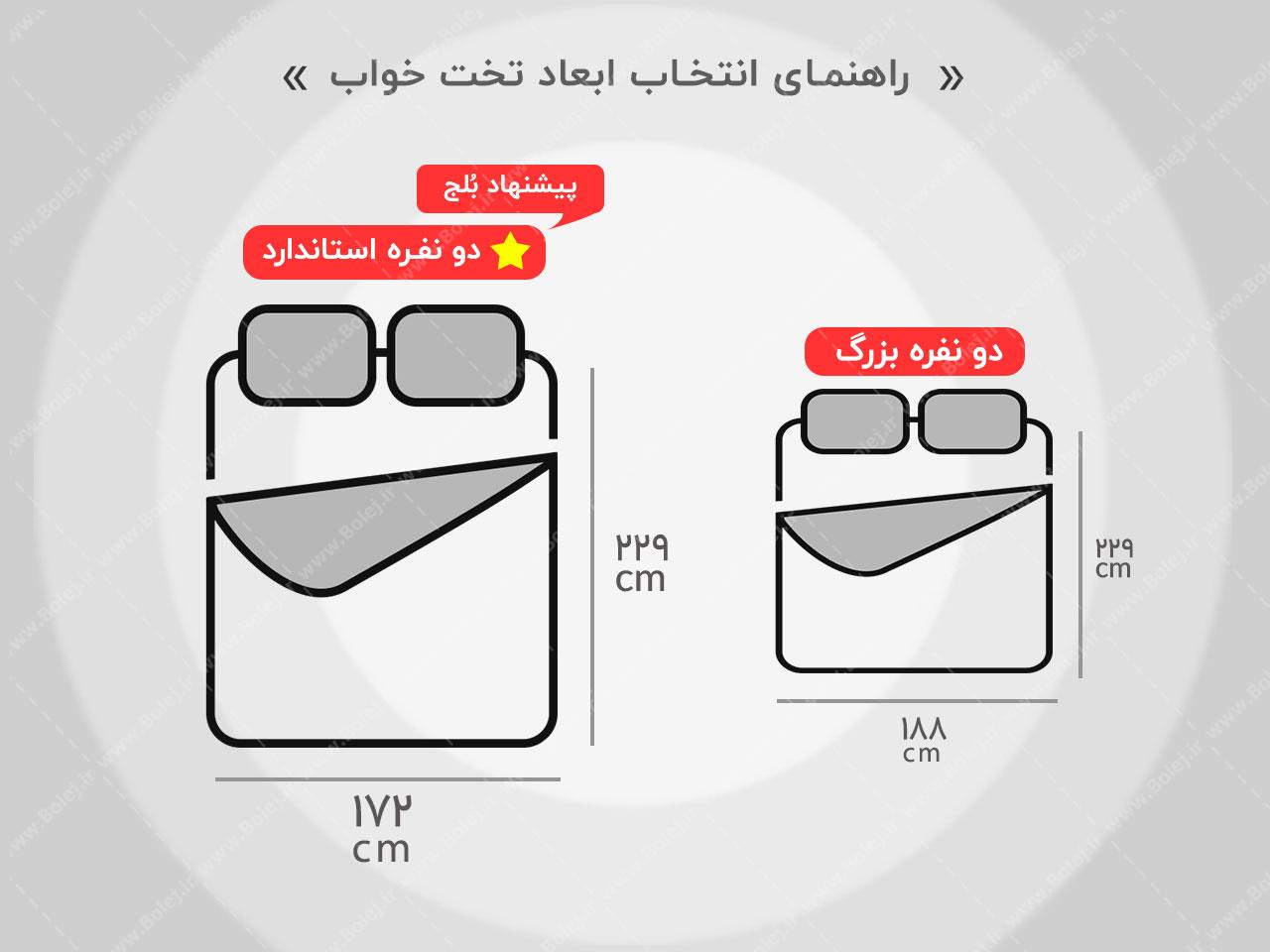 تخت خواب دو نفره دو رنگ کوروش