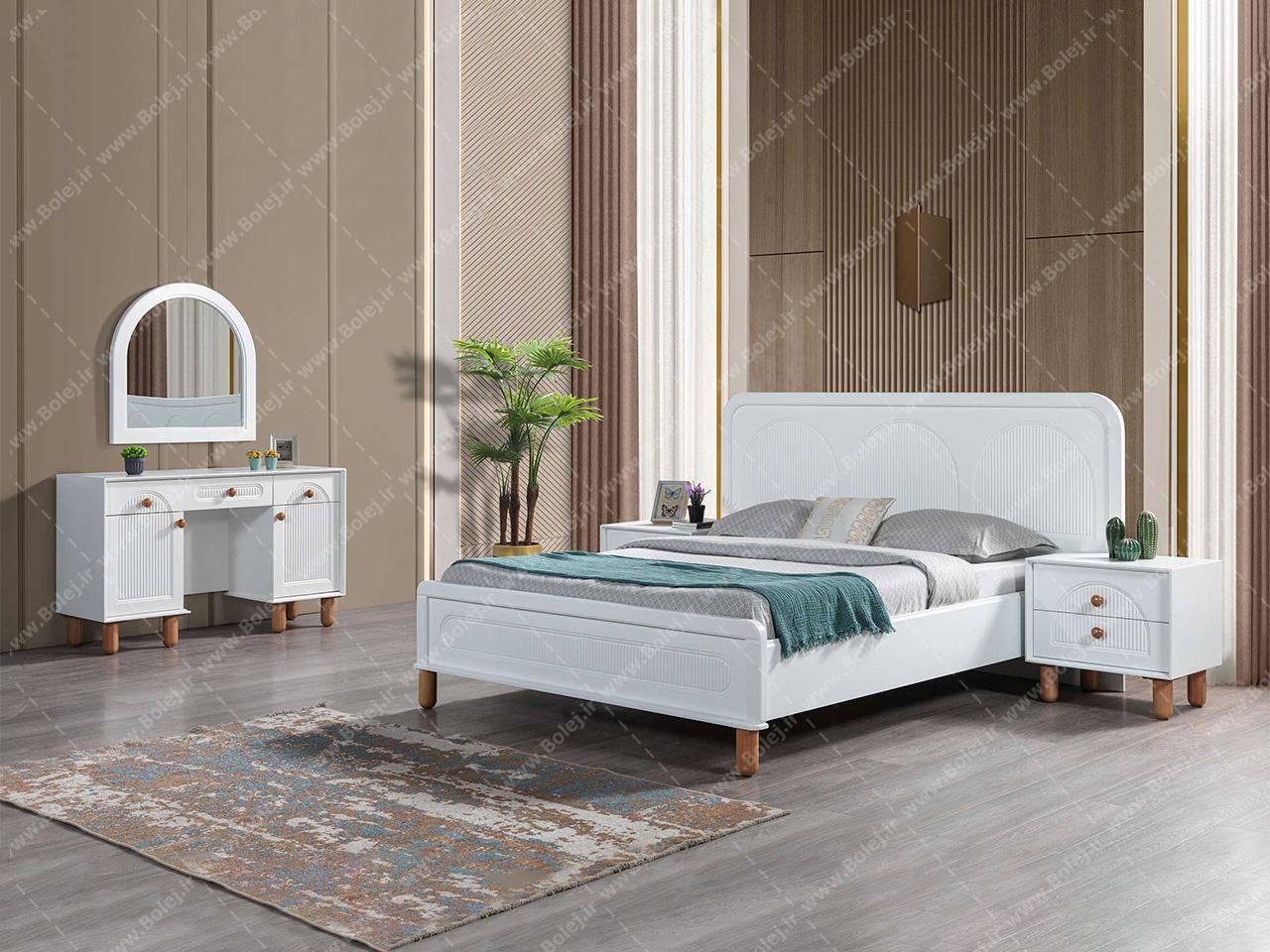 عکس سرویس خواب سفید چوبی دونفره راشا