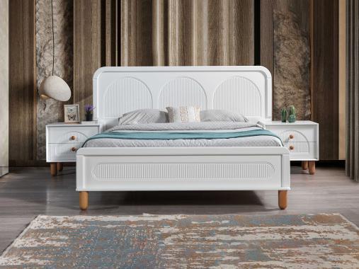 عکس سرویس خواب سفید چوبی دونفره راشا