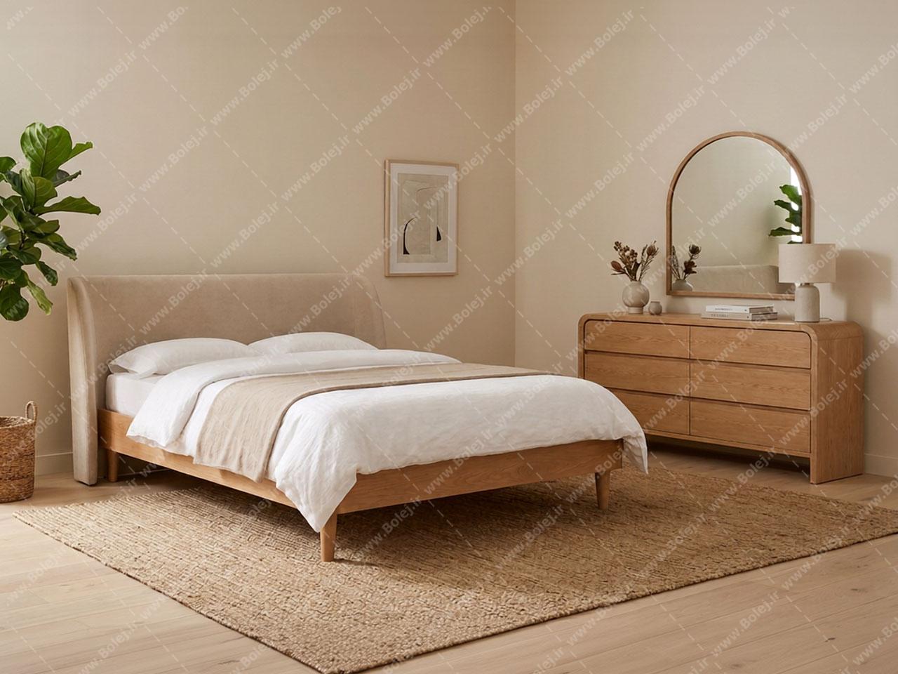 عکس سرویس تخت خواب دو نفره مینیمال چوبی مدل راتا