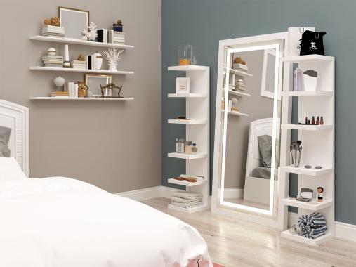 عکس آینه قدی ال ای دی دار مدرن سفید SM625