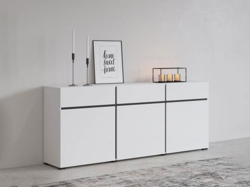 عکس ست میز تلویزیون و کنسول و جاکفشی سفید طوسی LS506