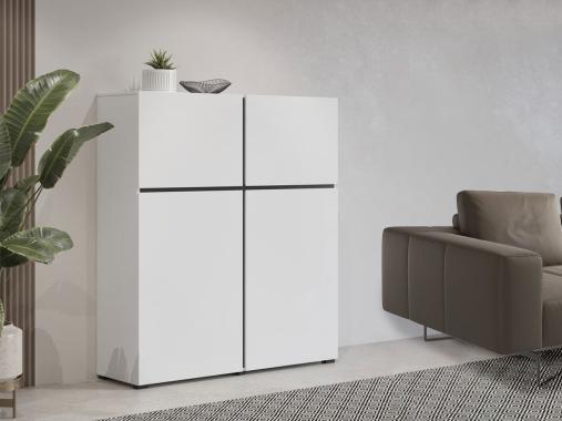 عکس ست میز تلویزیون و کنسول و جاکفشی سفید طوسی LS506