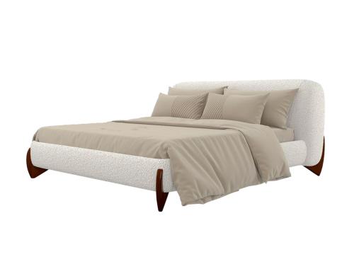 عکس تخت پارچه تدی سفید پایه چوبی BD677