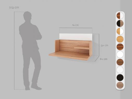میز تحریر ساده دیواری قفسه دار عرض 90 مدل WT 544