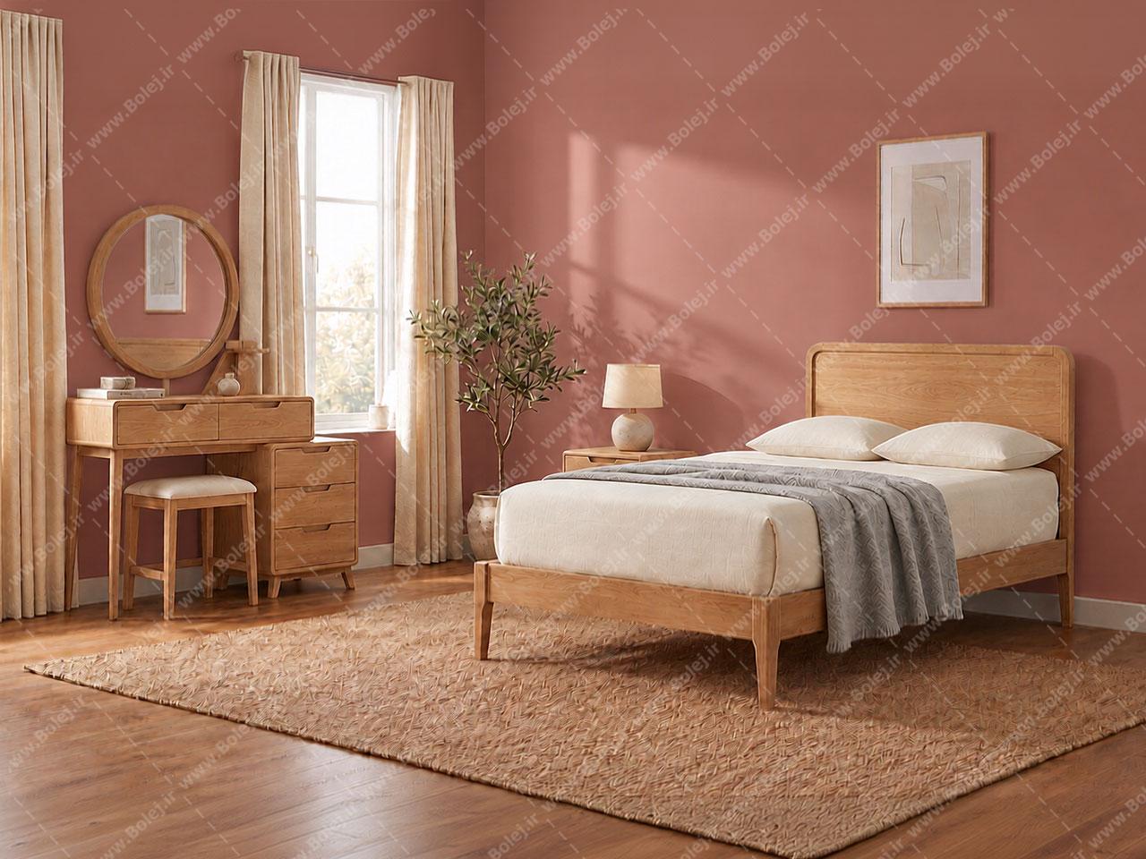 عکس سرویس خواب تک نفره بزرگسال چوبی ساده یکتا