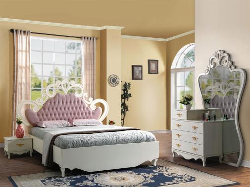 عکس سرویس خواب عروس تاج دار سفید مدل بهگل