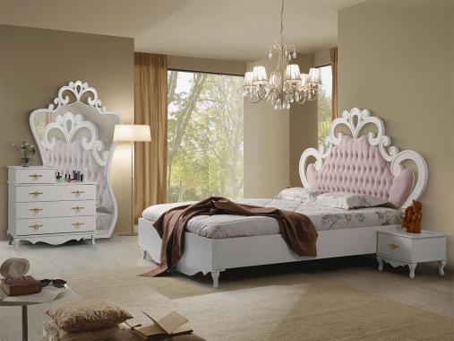 عکس سرویس خواب عروس تاج دار سفید مدل بهگل