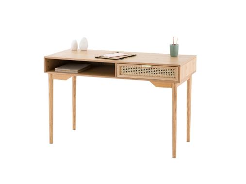 عکس میز تحریر چوبی مینیمال حصیری M554